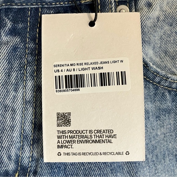 NWT Nordstrom Princess Polly Serenitia Mid Rise Relaxed Jeans Light Wash Size 4 - Picture 10 of 12